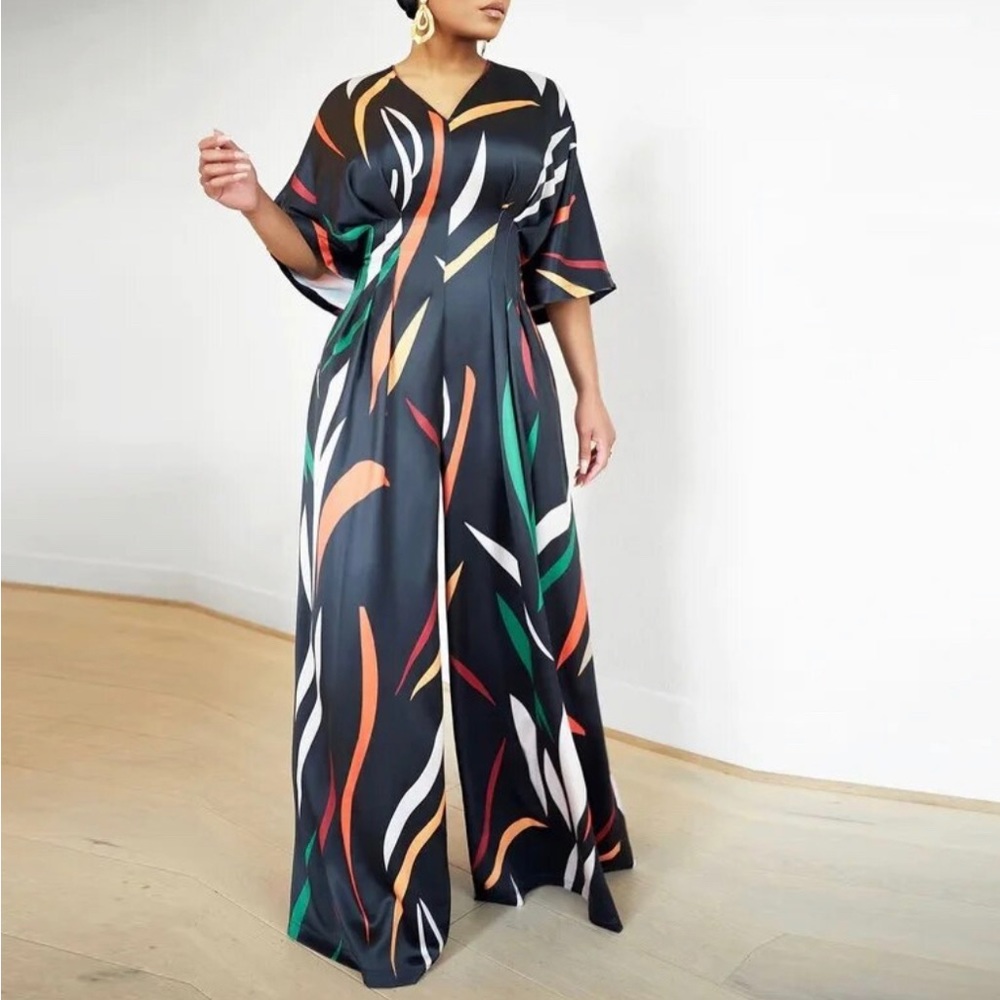 Beautiful Astonishing Abstract Black Colorful 1 piece jumpsuit.Multi functional
